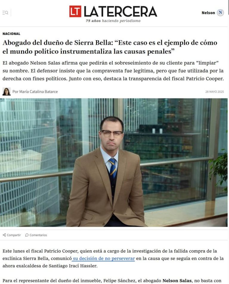 Caso Sierra Bella: Nelson Salas Stevens analiza elsobreseimiento del propietario del inmueble en entrevistacon La Tercera